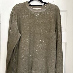 Golden Goose green Crewneck Sweater with Paint-Splatter